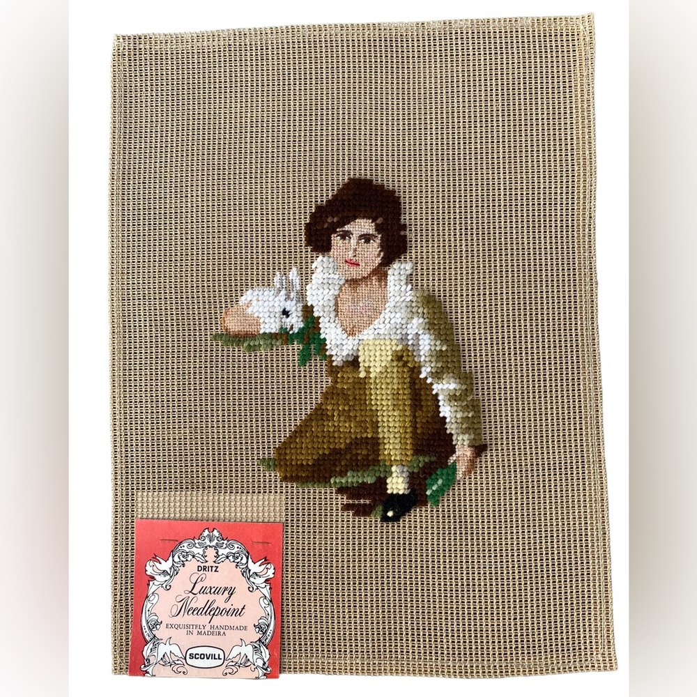 Young Kneeling Male PreWorked VTG NOS Dritz Luxury Needlepoint 9 X 12